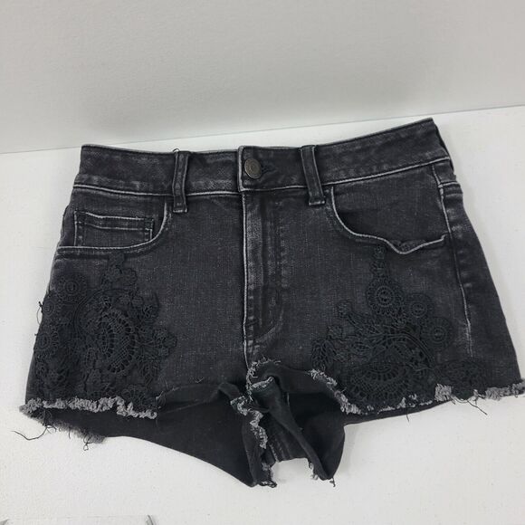 American eagle super stretch X hi-rise shortie black shorts 4 womens 2403 26W - Picture 1 of 11